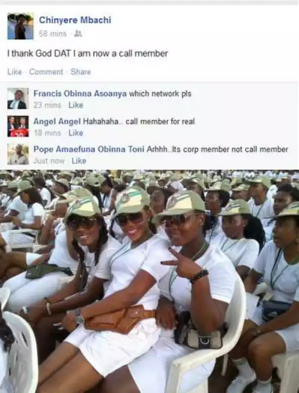 Could This Be A Mistake? See What A Corper Posted On Facebook